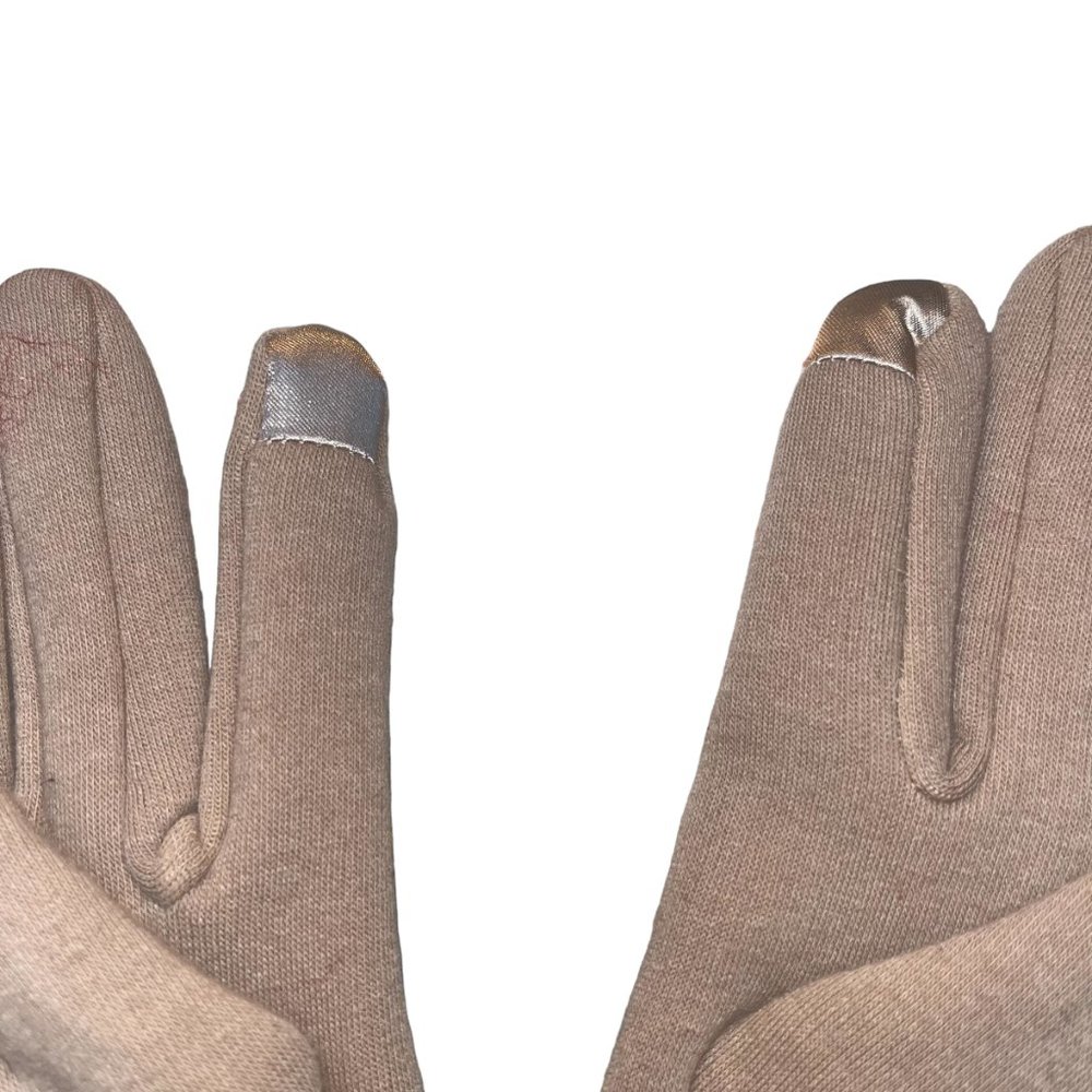 BYOS, Women's Tan Gloves, w/Faux Fur Lining & Button Details - Picture 4 of 4